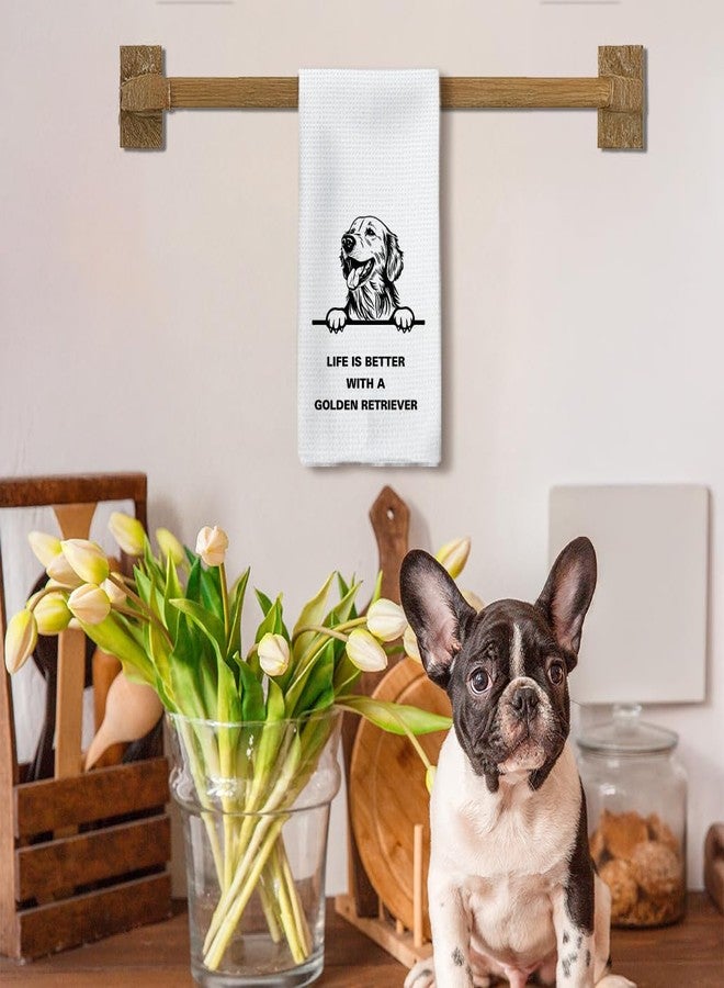 Tzhim Golden Retriever Gifts Kitchen Towels, Golden Retriever Gifts for Women, GoldenRetriever Decor Hand Towels, GoldenRetriever Dishcloths Tea Dish Towels, Dog Kitchen Bathroom Decor, 16x24 Inch - Image 3